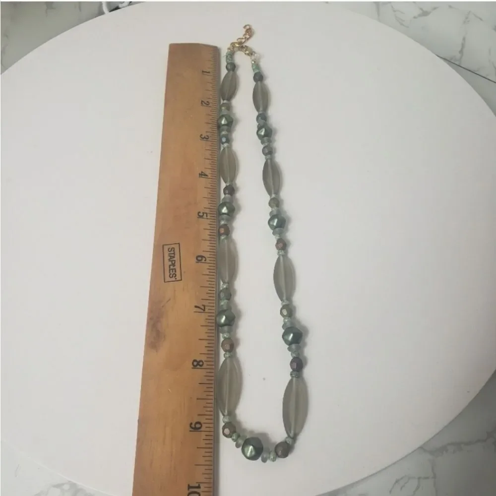 ARTISAN Lucite Resin Beaded Necklace Shades Of Green
